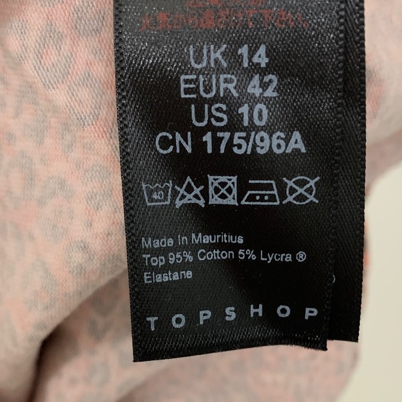 Topshop Red Cheetah Animal Print Shirt with Cap Sleeves - Picture 4 of 4